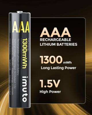Imuto 1300 mWh AAA Lityum Şarjlı Pil Seti (8’li) + 8 Yuvalı Şarj Ünitesi - 4
