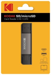 Kodak SD ve Micro SD Kart Okuyucu Type-C + USB (2-IN-1) C210 - Kodak