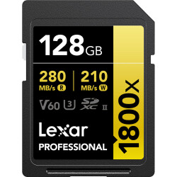 Lexar Professional 128GB 1800X 280 MB/s 4K V60 SDXC Hafıza Kartı - Lexar
