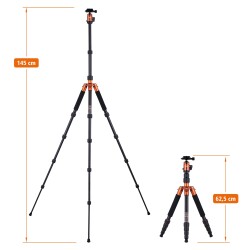 Rollei Compact Traveler No.1 Karbon Turuncu Tripod - 4