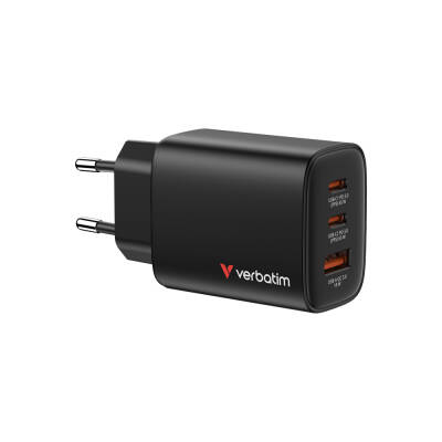 Verbatim Essentials GaN 65W Şarj Adaptörü 3-Port - Siyah (32352) - 1